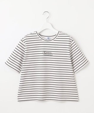 J.PRESS LADIES 【洗える】ロゴ Tシャツ オフ×ブラック系