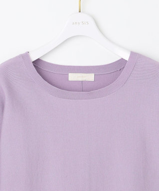ANY SIS 【CICA加工・選べる9色展開】クルーネックバックスリット ニット 紫