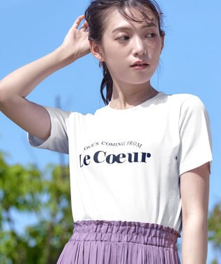 Tiaclasse 【洗える】シンプルロゴプリントTシャツ ブルー(筆記体ロゴ）