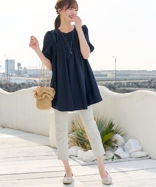 Tiaclasse 【日本製】ドライモーメント裾スリットパンツ グレージュ