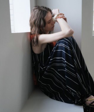 YECCA VECCA アートプリントキャミワンピース Stripe