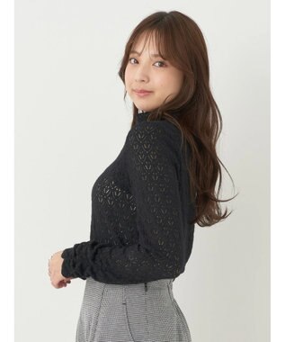 earth music&ecology 起毛レースハイネックインナー Black