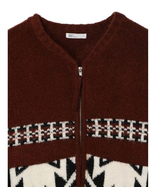 CRAFT STANDARD BOUTIQUE オルテガ柄ニットＺＩＰブルゾン Brown