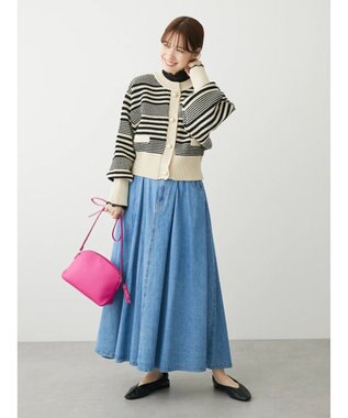 Green Parks ・ＥＬＥＮＣＡＲＥ　ＤＵＥ　パール釦カーディガン Border Ivory