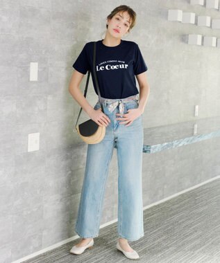 Tiaclasse 【洗える】シンプルロゴプリントTシャツ ネイビー（アーチロゴ）