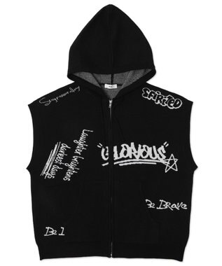 WEGO 【ユニセックス着用ITEM/MLサイズ展開】ジャガードノースリジップパーカー ブラック