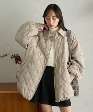 earth music&ecology ダブルステッチキルティングコート Beige