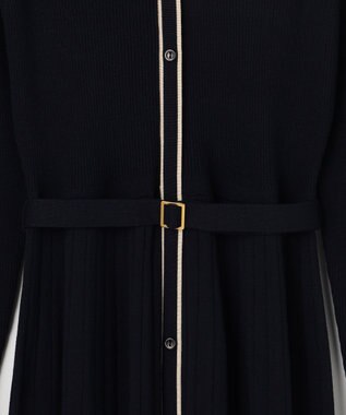 ANY SIS L バイカラーデザインニット ワンピース ネイビー×ライトベージュ