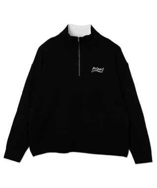 WEGO 【ユニセックス着用ITEM】ワンポイントハーフジッププルオーバー ブラック