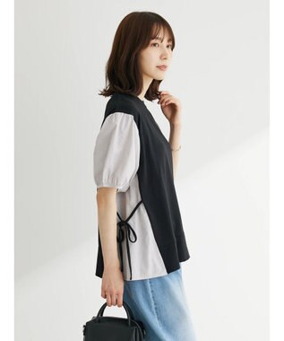 Green Parks 布帛ドッキング脇リボンプルオーバー Gray