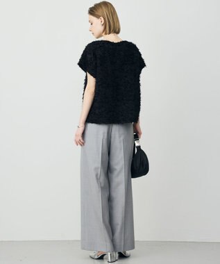 ICB L シアーカットジャガード Vネックトップス ブラック