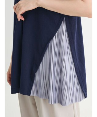 Green Parks 脇プリーツドッキングチュニック Navy