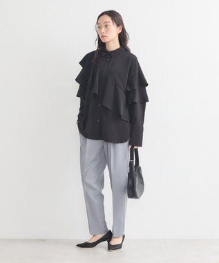 earth music&ecology アシメラッフルシャツ Black