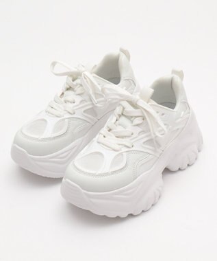 WEGO 【SMLサイズ展開】ラバーコンビ厚底スニーカー ホワイト