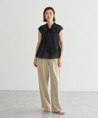 YECCA VECCA サイドラインパイピングストレートパンツ Gray Beige