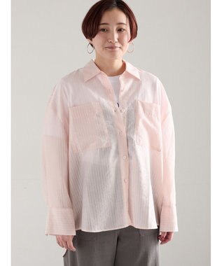 Te chichi シアーストライプシャツ ピンク