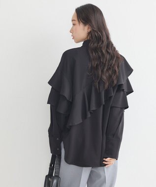 earth music&ecology アシメラッフルシャツ Black