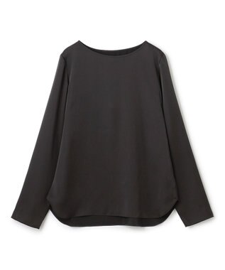 UNFILO サテン レイヤードブラウス チャコール