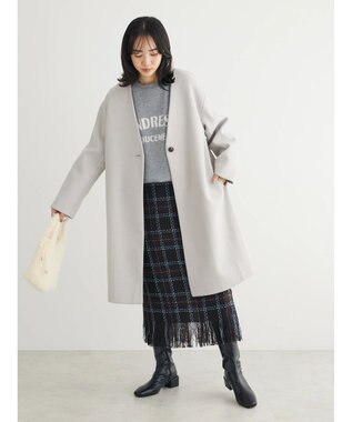 Green Parks 洗えるＶネックミディ丈コート Light Gray