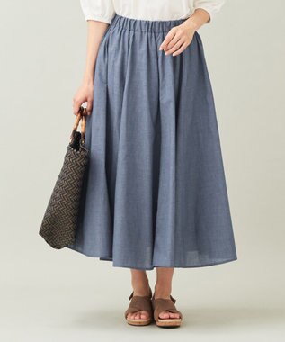 ANY 【ウエストゴム】シャンブレーライク スカート ブルーダンガリー