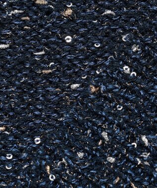 自由区 L 【1枚で華やぐ】ラメノットスパングル ニット ネイビー