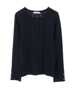 earth music&ecology パール＆ビジュースリーブプルオーバー Navy