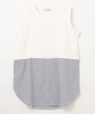 ANY レイヤード布帛ドッキングタンクトップ ストライプ