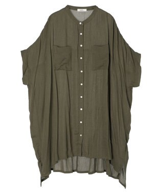 earth music&ecology レーヨンポケットシャツチュニック Khaki