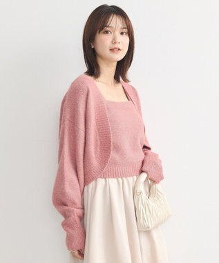 earth music&ecology ＳＥＴ２点スパンコールニットボレロ×タンク Pink