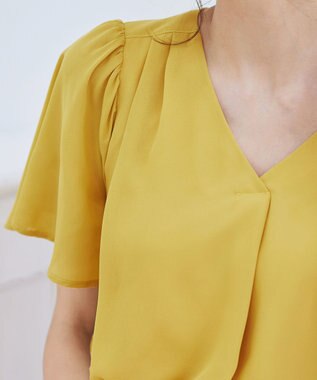 Tiaclasse 【洗える】シフォンフレアスリーブブラウス イエロー