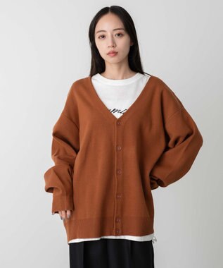 WEGO 【ユニセックス着用ITEM】ミラノリブカーディガン ダークオレンジ