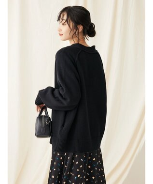 CRAFT STANDARD BOUTIQUE Ｖネックアウトリンキングカーディガン Black