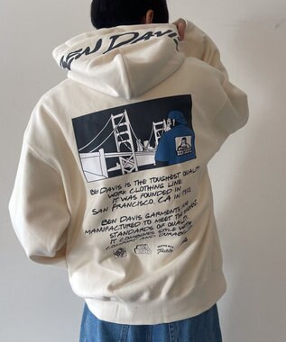 WEGO BENDAVISブリッジグラフィックプルパーカー ホワイトアイボリー