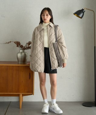 earth music&ecology ダブルステッチキルティングコート Beige