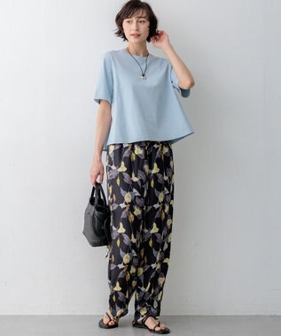 23区 【先行予約】カラーリリープリント ワイド パンツ ブラック系