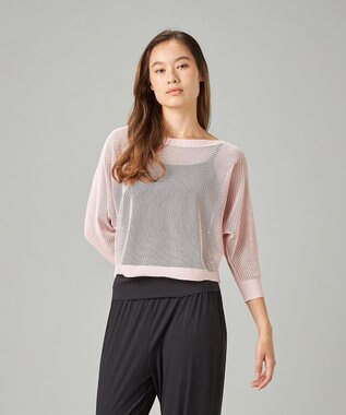 Chacott 【ノーソーイングニット】7分袖メッシュニットTシャツ