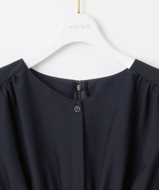 ANY SIS 【洗える】ピンタックハイウエスト ワンピース ネイビー