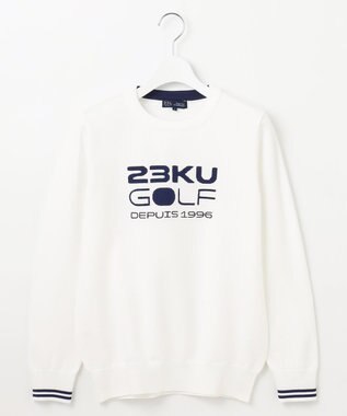23区GOLF 【WOMEN】【ウォッシャブル】ロゴインターシャ ポリエステルニット ホワイト系