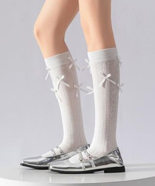 WEGO リボン付きハイソックス