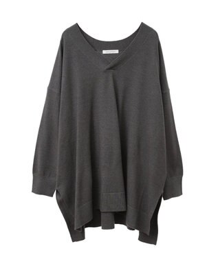 AMERICAN HOLIC バイパチＶネックロングニットプルオーバー Gray Mixture