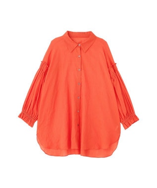YECCA VECCA 綿麻シアーボリュームギャザーシャツ Orange