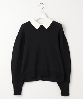 23区 S 【WEB限定】コットンポリエステル 襟デザイン ニット ブラック系