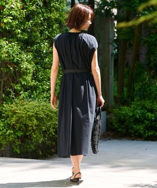 自由区 L 【洗える】ライトギャザーフレンチスリーブ ワンピース ネイビー系