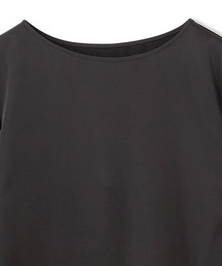 UNFILO サテン レイヤードブラウス チャコール