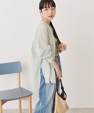 AMERICAN HOLIC リネンライクバンドカラーシャツ Mint