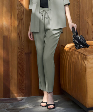 【UVカット・防シワ・洗える】ライトダブルクロス ドロストパンツ