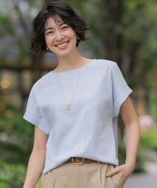 J.PRESS LADIES 【2WAY】コットンスムース フレンチスリーブ カットソー