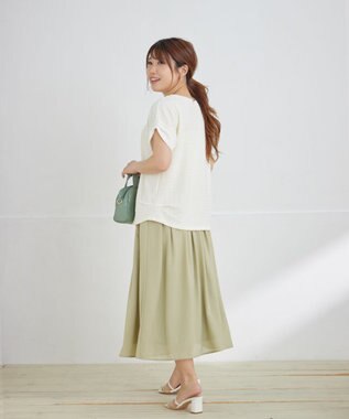 Tiaclasse L 【セットアップ対応・洗える】シアーチェックフレアスカート ミント