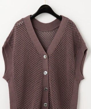 GRACE CONTINENTAL メッシュ2wayニットトップ ブラウン