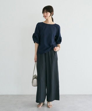 YECCA VECCA ハシゴレースタックスリーブブラウス Navy